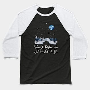 Winter's Silent Bliss: Moonlit Mountains Baseball T-Shirt